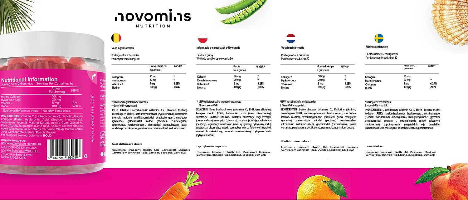 Collagen Gummies - Sugar Free Marine Collagen Gummies - Superior Type 1 Hydrolysed Collagen novominsAu supplements