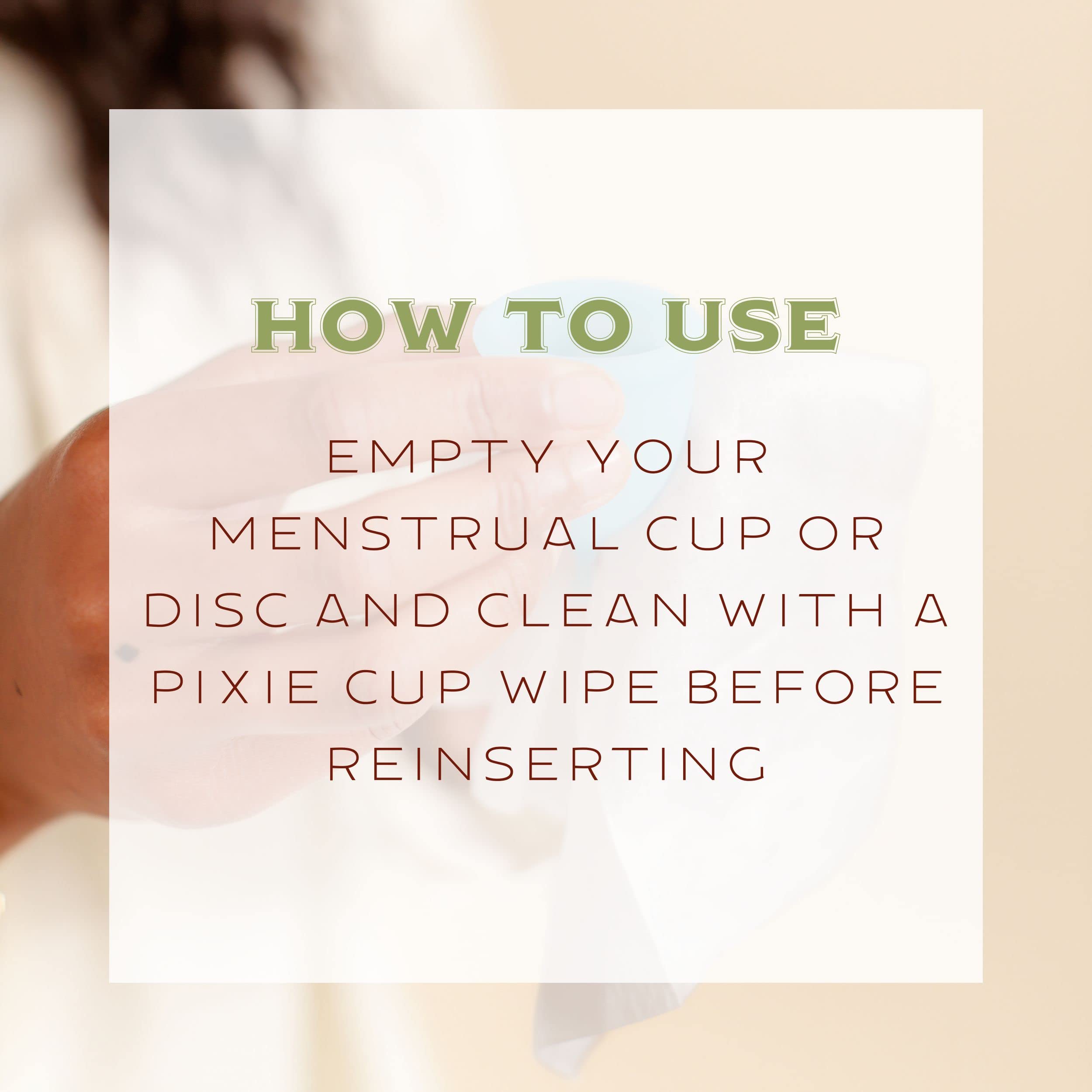 Menstrual Cup Wipes - On The Go Public Bathroom Feminine Wipes - Safe On Period Cups & Menstrual discs Pixie CupAu supplements