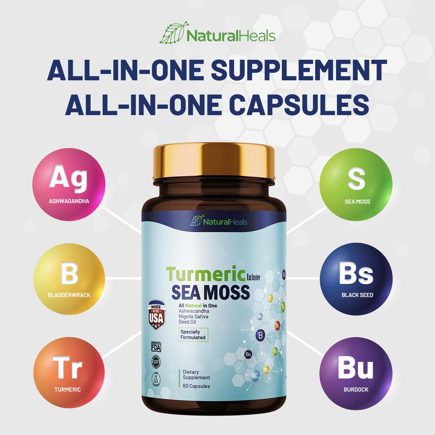 Natural Heals Sea Moss 3000mg: Black Seed Oil 2000mg Ashwagandha 1000mg Turmeric Natural HealsAu supplements
