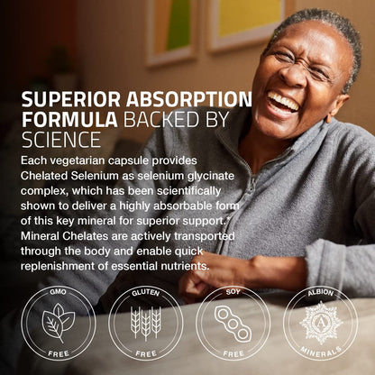 Bronson Selenium 200 mcg – Yeast Free Chelated Amino Acid Complex - Essential Trace Mineral with Superior Absorption BronsonUS supplements