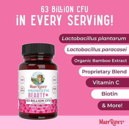 MaryRuth Organics Probiotic Beauty Capsules | Vegan Collagen Support | Anti Aging | Gut Health | Hair Skin and Nails Vitamins | Skin Care MARYRUTH'SUS supplements