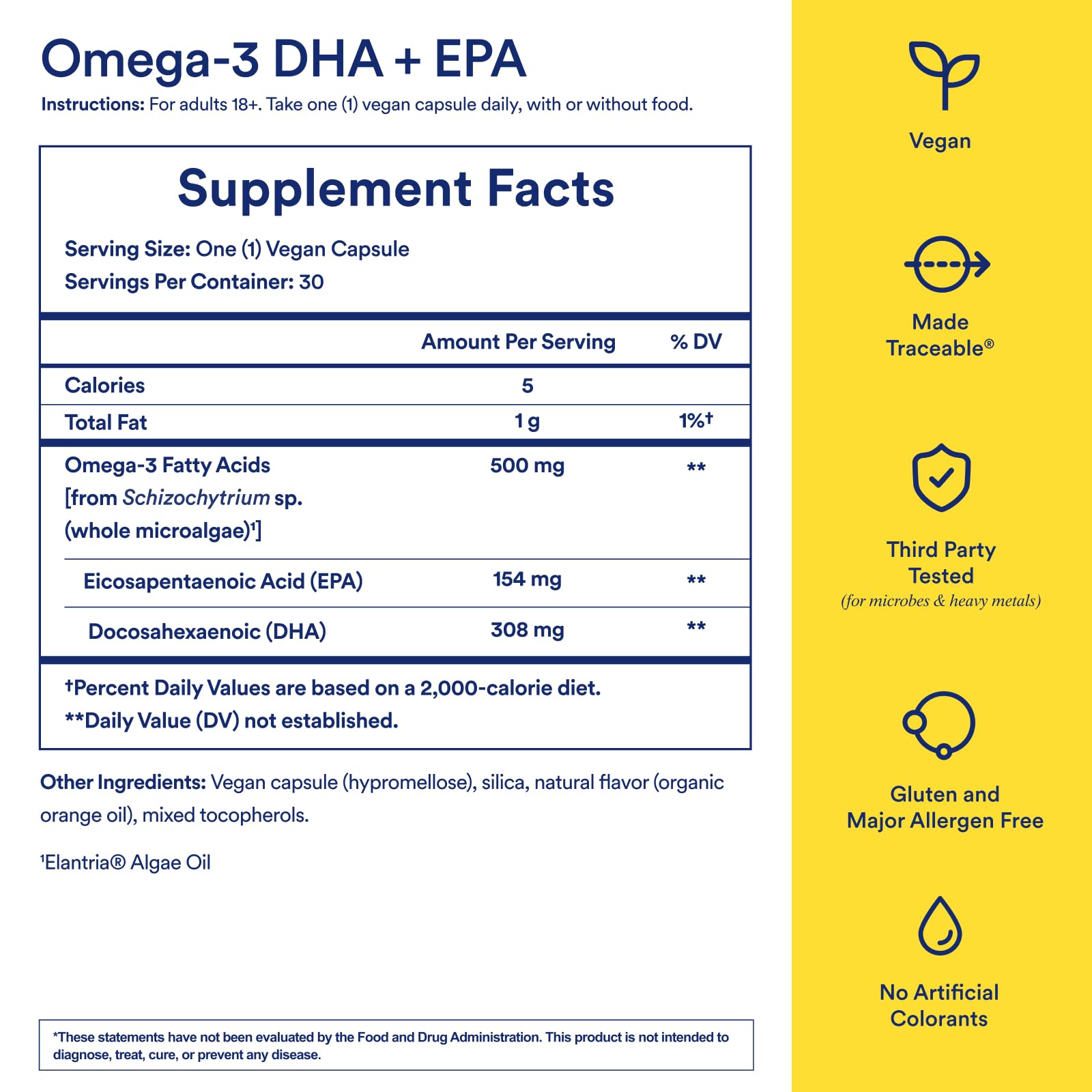 Ritual Omega 3 - Vegan - Science-Backed Dose of DHA & EPA Fatty Acids in 2:1 Ratio, Bioavailable, Brain and Heart Health Support, Minimal Burp-Back, Sustainably Sourced Microalgae, 30 Day Supply RitualUS supplements