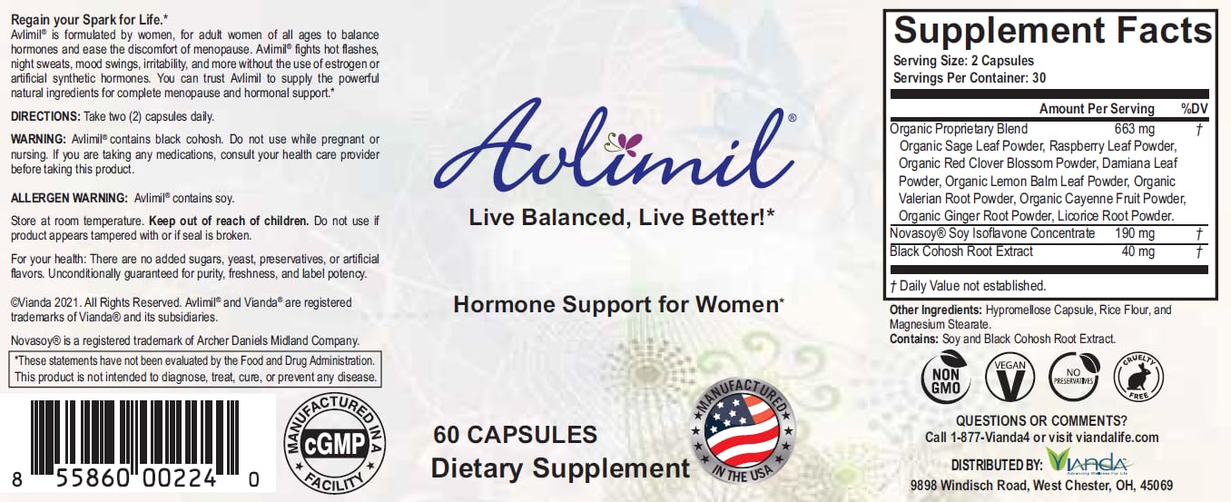Avlimil Hormone Balance & Menopause | Relief from Mood Swings, Hot Flashes, Night Sweats & Irritability AvlimilAu supplements