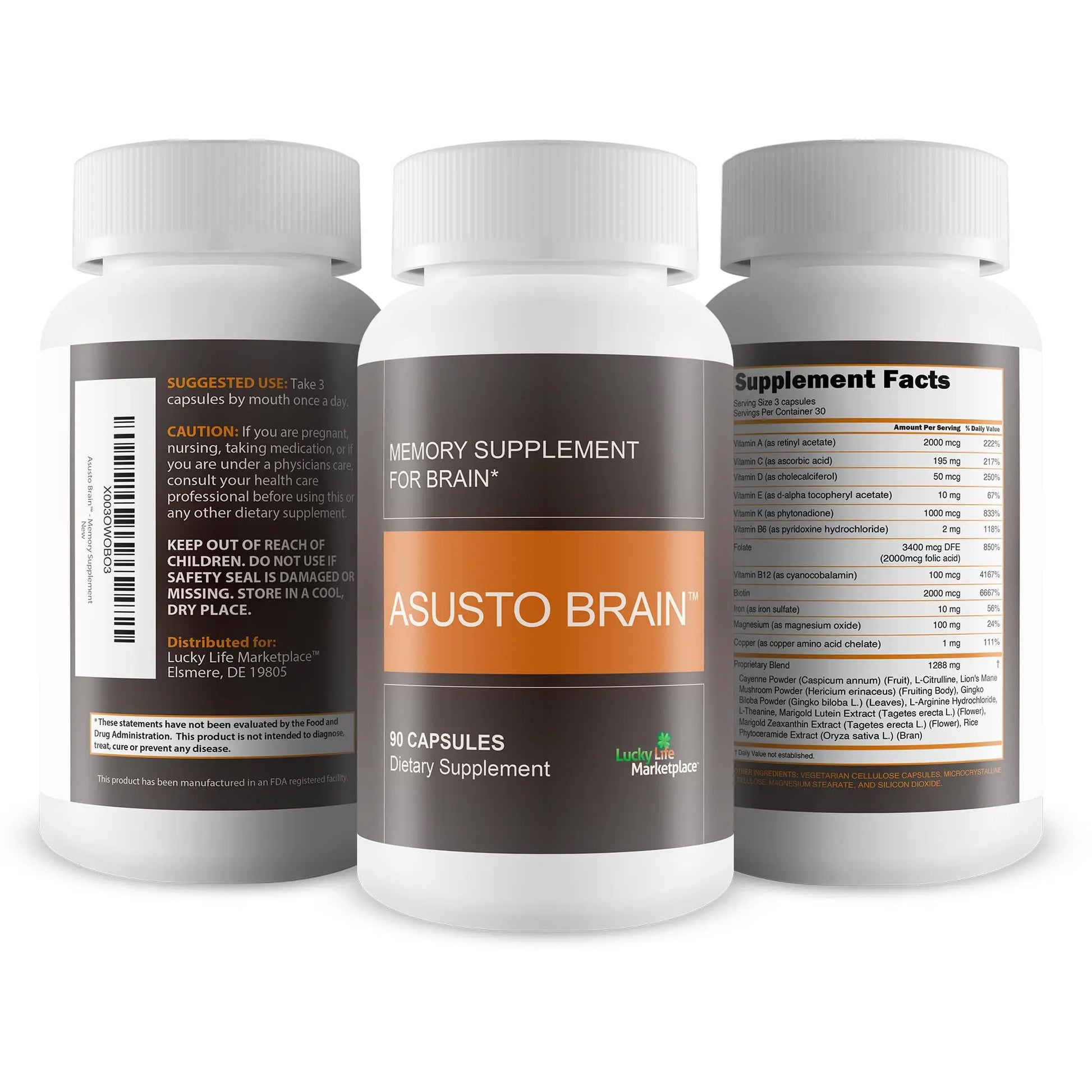 Asusto Memory Supplement for Brain - Improved Capsule Formula - Natural Brain, Memory, & Focus Support - Brain Support - Brain Supplement - Nootropic - Natural Asusto Sandalwood Improved Formula Genericnz supplements