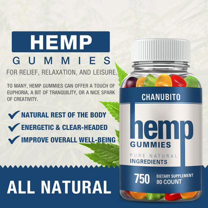 Hemp Gummies Organic High Potency Hemp Supplement - Pain, Sleep, Stress CHANUBITOUS supplements