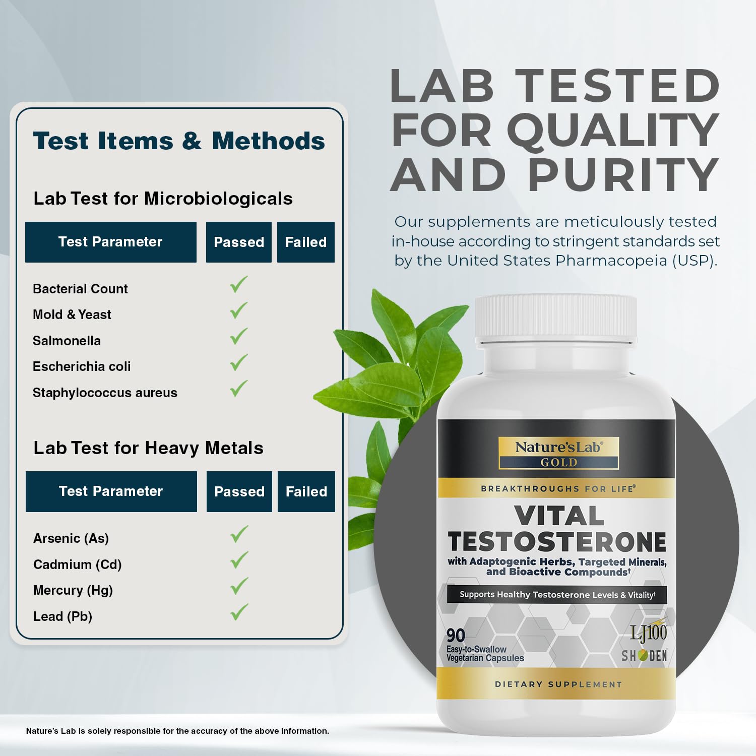Nature's Lab Gold Vital Testosterone with Adaptogenic Herbs, Targeted Minerals and Bioactive Compounds* - Supports Healthy Testosterone Levels & Vitality* - 90 Capsules (30 Day Supply) Nature's LabAu supplements