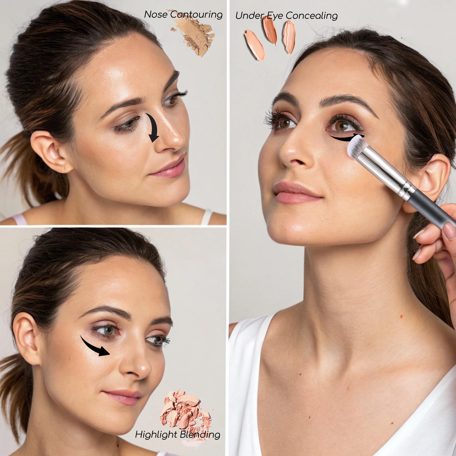 ENERGY Concealer Brush Under Eye Mini Angled Flat Top Kabuki Nose Contour Brush for Concealing Blending Setting Buffing with Powder Liquid Cream Cosmetic Pro Small Makeup Foundation brushes 270 ENERGYAu supplements