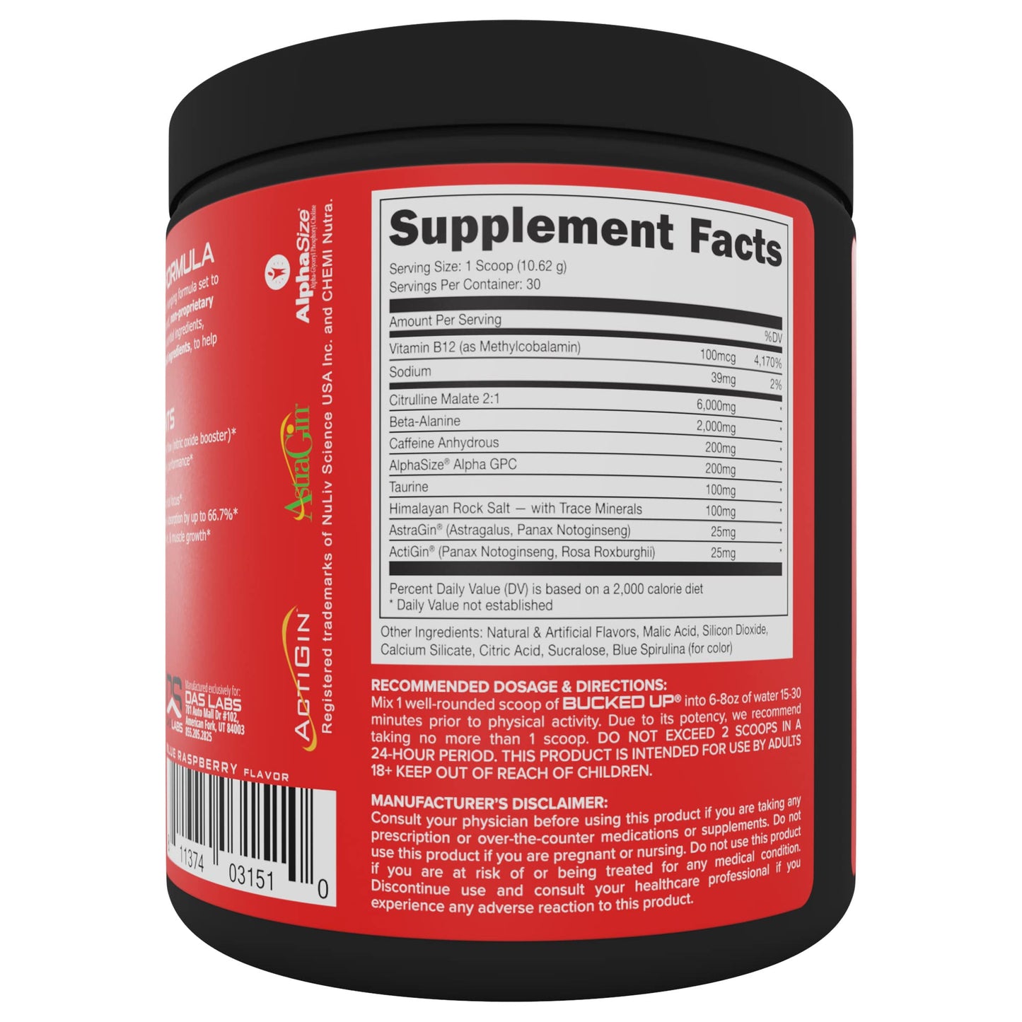 Bucked Up Pre Workout 6 Grams Citrulline, 2 Grams Beta Alanine, and 3 Other Registered Bucked UpUS supplements