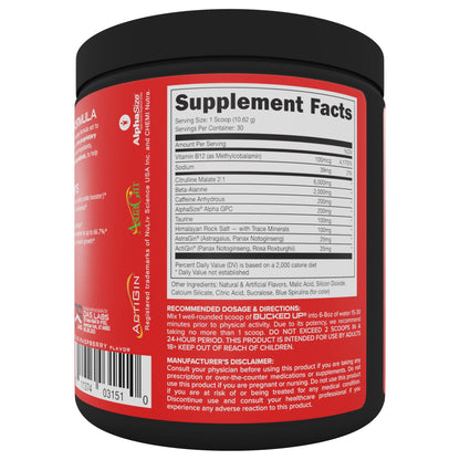Bucked Up Pre Workout 6 Grams Citrulline, 2 Grams Beta Alanine, and 3 Other Registered Bucked UpUS supplements