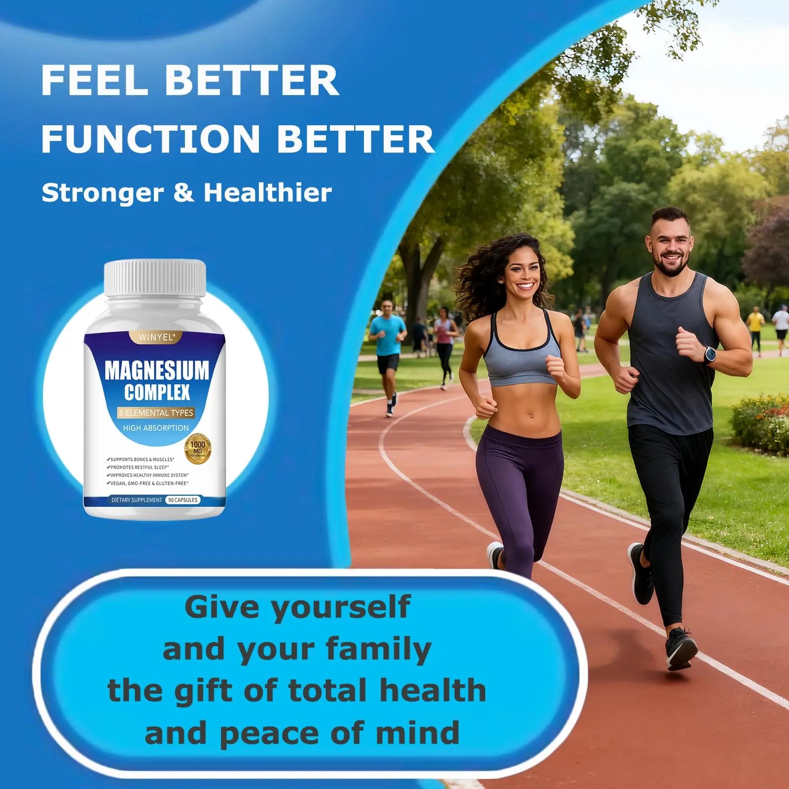 Magnesium Complex Supplement 8 Elemental 1000mg | Magnesium Supplement with Glycinate, Malate, Citrate | Sleep, Relaxation, Bone & Muscle | Vegan 90 Capsules WINYELnz supplements