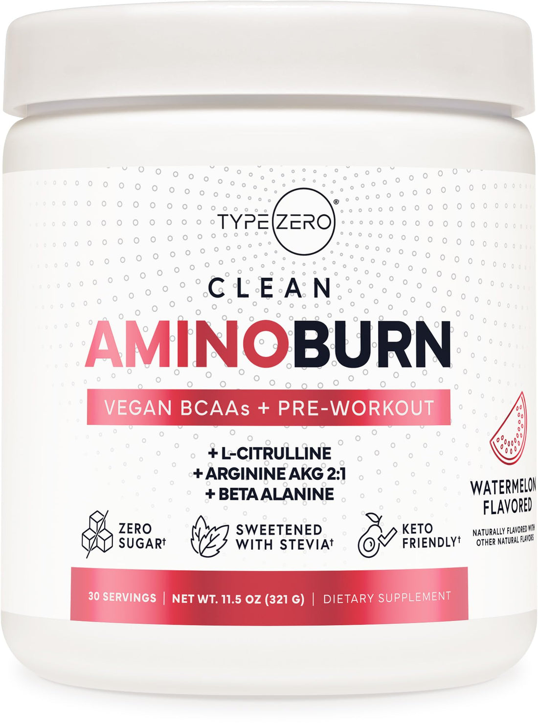 Type Zero AminoBurn (Watermelon Flavored) - Vegan Amino Acids BCAA Drink Sugar-Free Energy Drink Powder & Amino Acids Supplement - Natural Energy Type ZeroUS supplements