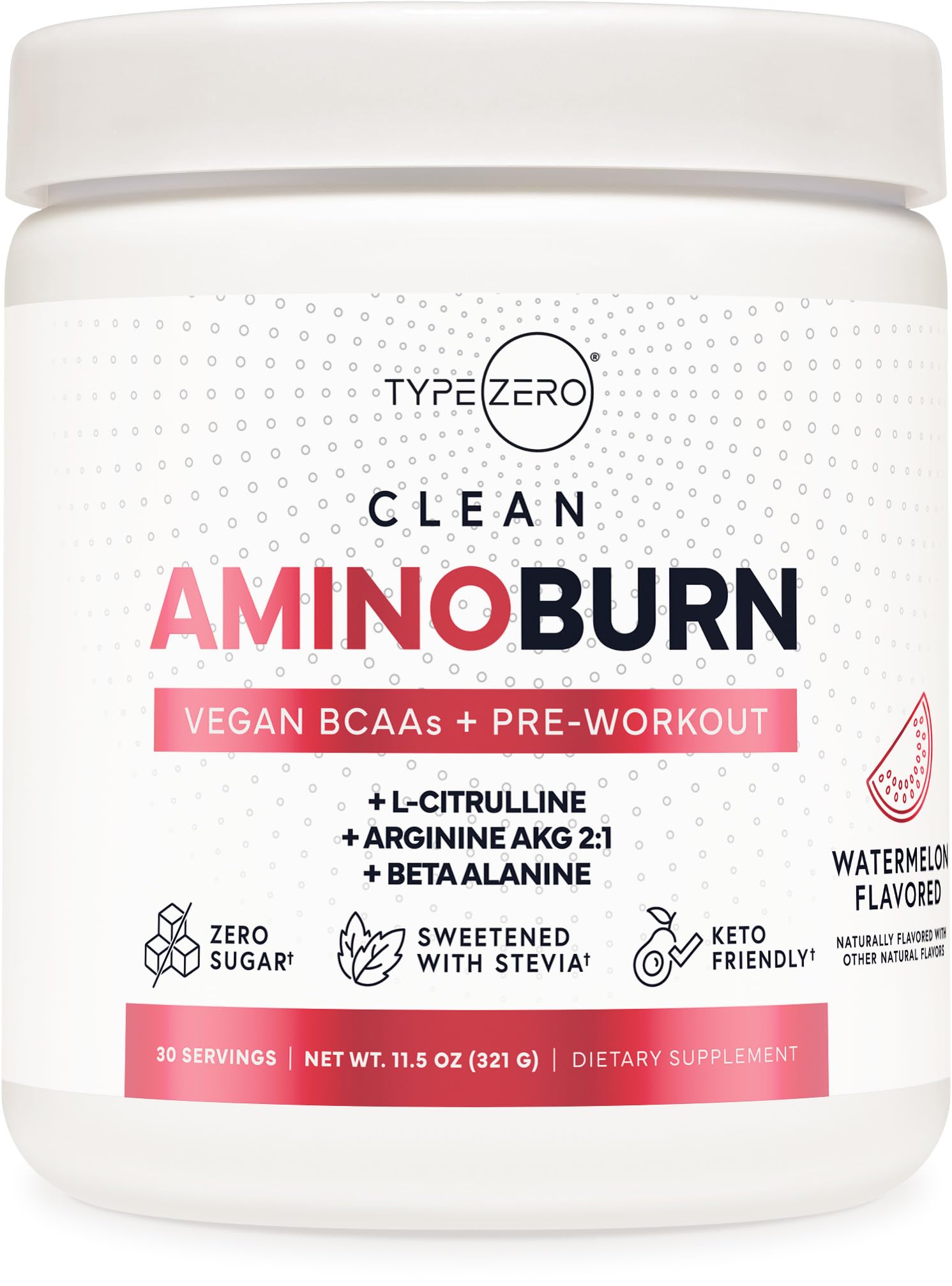 Type Zero AminoBurn (Watermelon Flavored) - Vegan Amino Acids BCAA Drink Sugar-Free Energy Drink Powder & Amino Acids Supplement - Natural Energy Type ZeroUS supplements