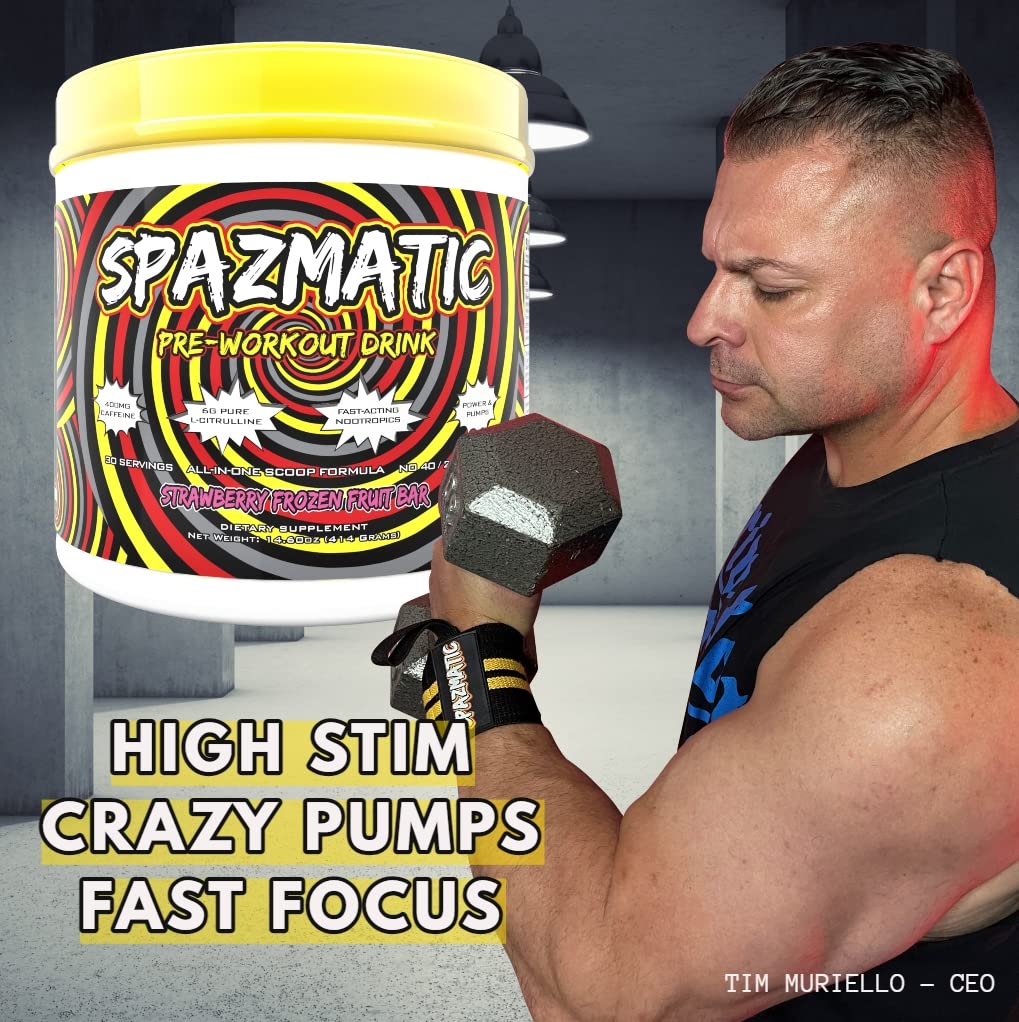 Spazmatic Pre-Workout Powder - 400mgs Caffeine - 6 Grams Pure Citrulline for Muscle TIM MURIELLO'S SPAZMATIC PRE-WORKOUT DRINKAu supplements