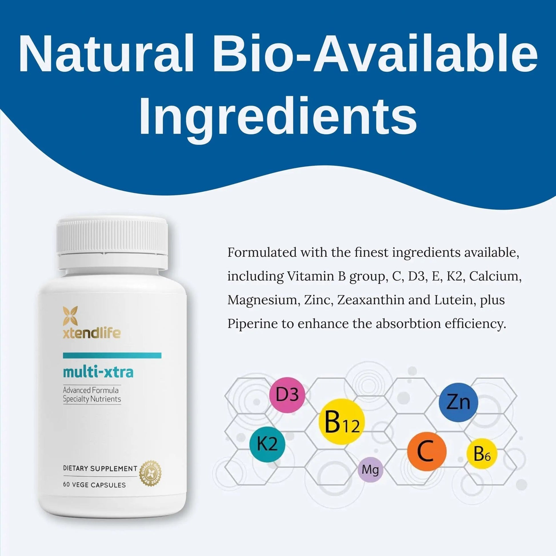 Xtendlife Multi-Xtra Multivitamin for Immune, Heart & Energy Support - 40+ Bioavailable Vitamins, Minerals, Antioxidants & Herbs XtendlifeAu supplements