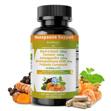 GREENPEOPLE Menopause Supplements for Women - Black Cohosh & Ashwagandha for Hot Flashes, Night Sweats, Mood Swings, Hormonal Balance Support,10 Billion CFU Probiotic - 120 Capsules Vegan Gluten-Free GREENPEOPLEAu supplements