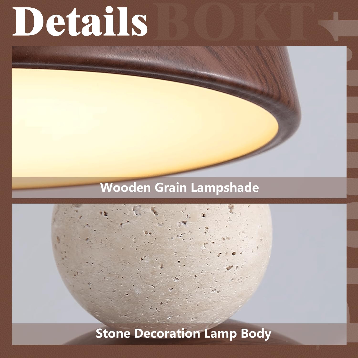 BOKT Wabi Sabi Pendant Light Nordic LED Ceiling Hanging Light Modern Natural Stone Pendant Light Adjustable Dimmable Walnut Mini Chandelier for Dining Room Living Room BOKTAu supplements
