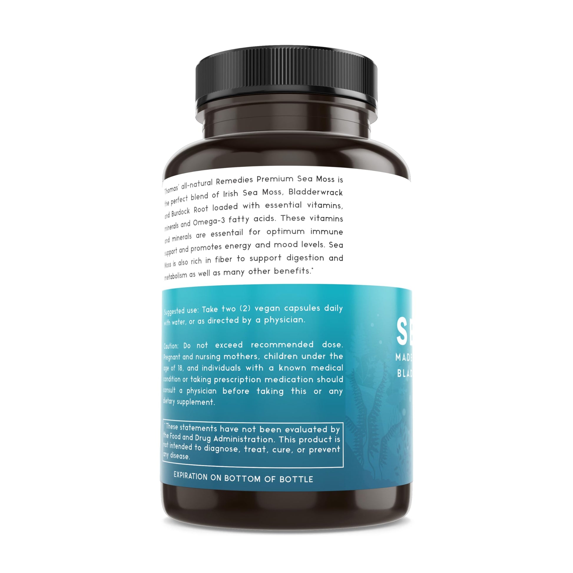 Thomas' all-natural Remedies Irish Sea Moss Capsules, Sea Moss with Bladderwrack & Burdock Root Organic for Gut Health, Digestion, Energy & Immune Support, 120 Seamoss Pills Thomas' all-natural RemediesAu supplements