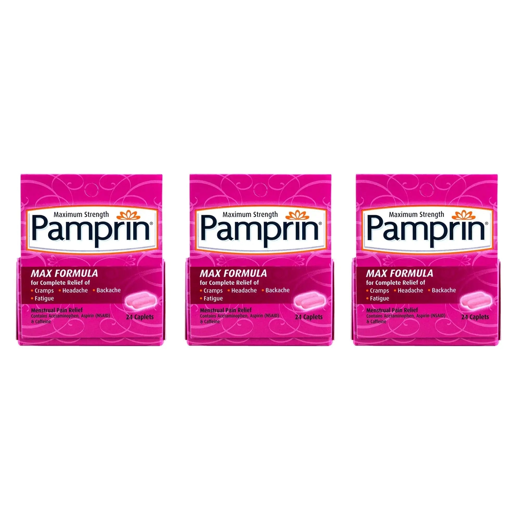 Pamprin Maximum Strength Formula, 24 Caplets (Pack of 3) PamprinAu supplements