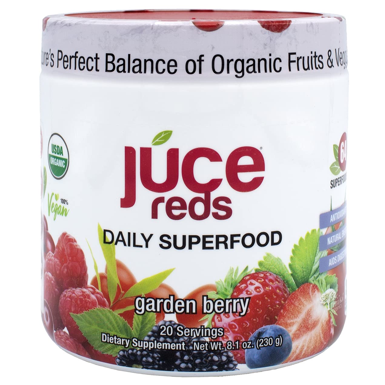 JUCE Reds Organic Superfood Powder - Garden Berry Flavor | Fruit and Veggie Powder Terra Kai OrganicsUS supplements