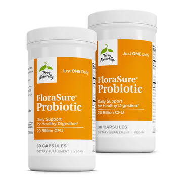 Terry Naturally FloraSure Probiotic - Digestion Supplement to Aid Against Occasional Bloating & Support Gas Relief - Gut Health Support with Bifidobacterium Bifidum - 30 Capsules (Pack of 2) Terry NaturallyAu supplements