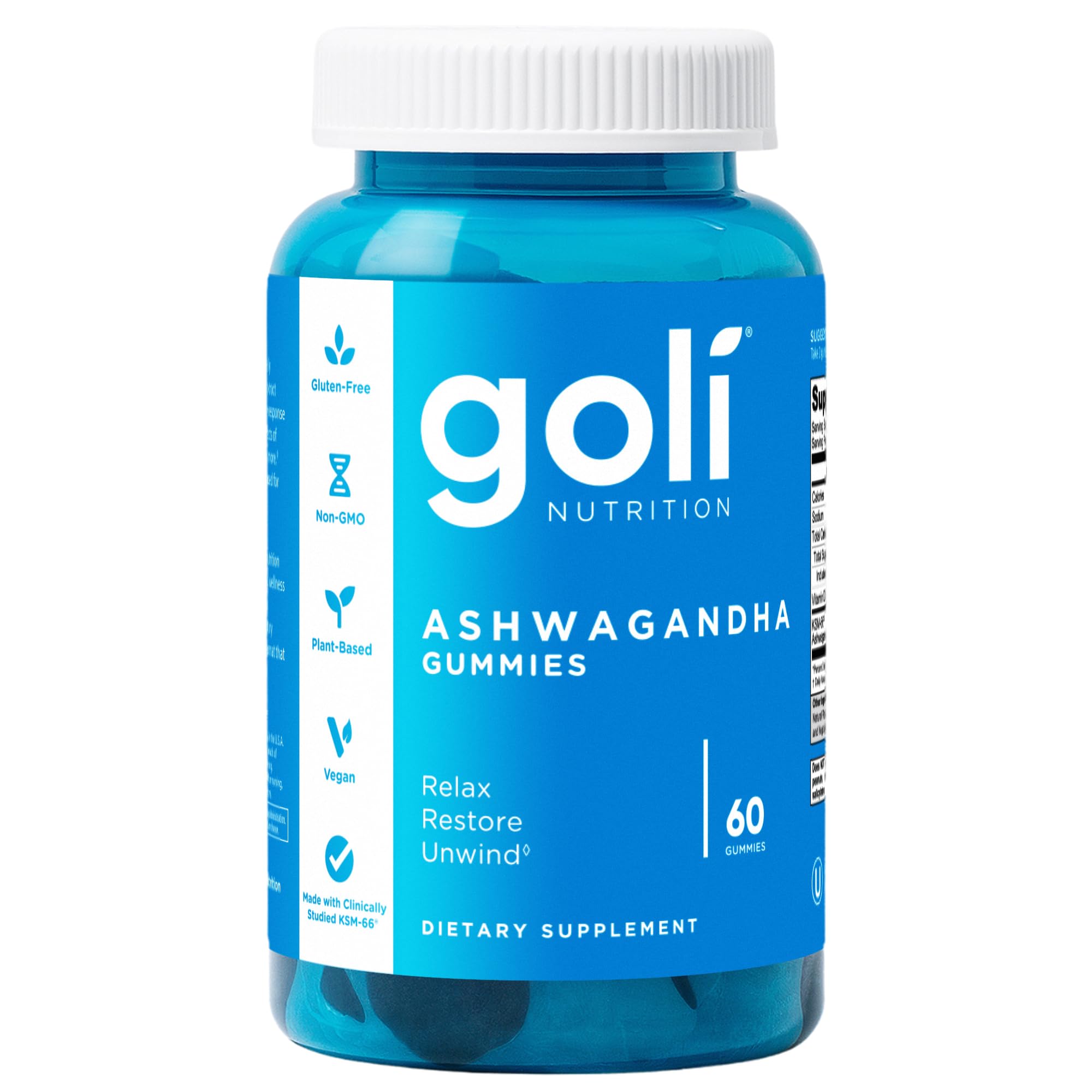 Goli Ashwagandha & Vitamin D Gummy - 60 Count - Mixed Berry, KSM-66, Vegan, Plant Based, Non-GMO, Gluten-Free & Gelatin Free Relax. Restore. Unwind, Pack of 1 GoliAu supplements