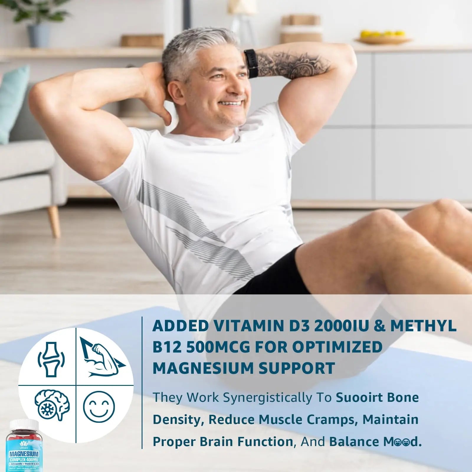 Sugar Free Magnesium Complex for Women, Calm Magnesium Gummies for Adults 400mg, Magnesium Glycinate, Citrate, Malate & More- Magnesium Gummy with Magnesium Ashwagandha, D3, B12 for Relax, Calm, Vegan LILICAREnz supplements