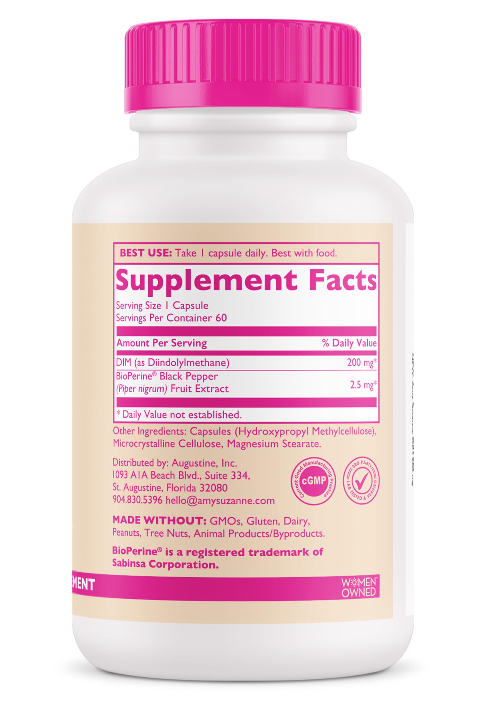 Amy Suzanne 200 DIM Supplement for Women - Estrogen Metabolism and Hormone Harmony for Menopause, Perimenopause & PMS Support - DIM Plus Bioperine for Mood Support - 60 Day Supply, Vegan Amy SuzanneAu supplements