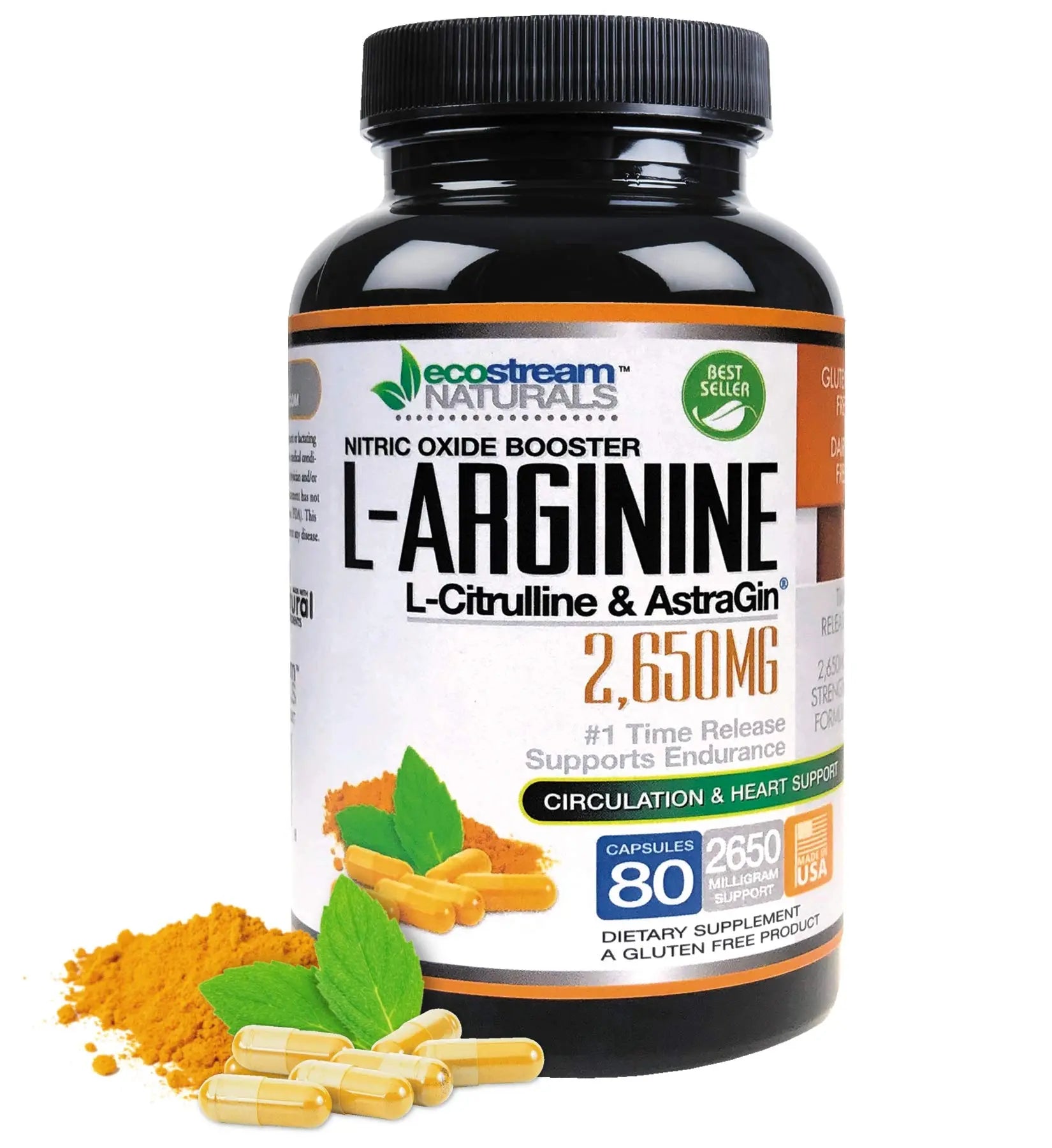ecostream Naturals MAX 2650mg Nitric Oxide Booster L-Arginine - L-Citruline and Astragin - Time Release 2650 MAX Formula ecostream NaturalsAu supplements
