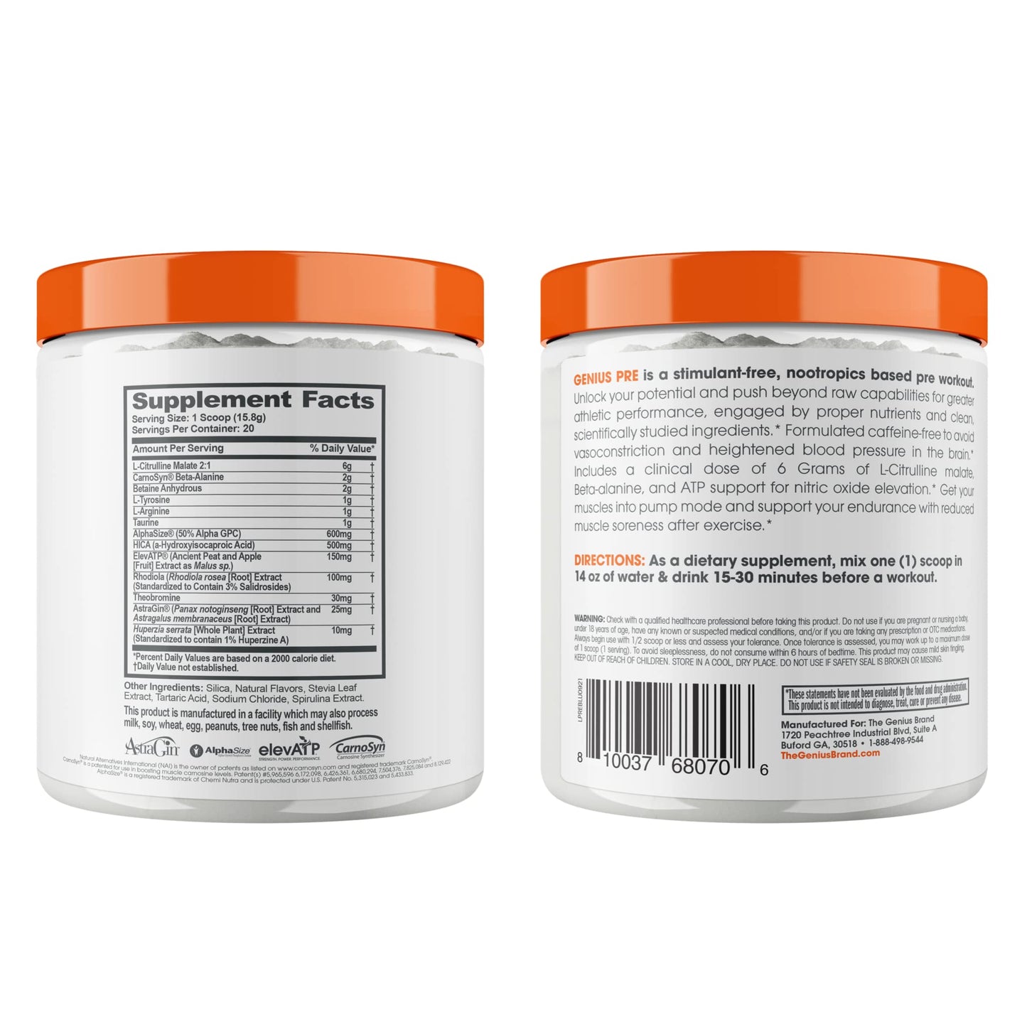Genius Pre Workout Powder, Blue Raspberry - All-Natural Nootropic Pre-workout & Caffeine The Genius BrandUS supplements