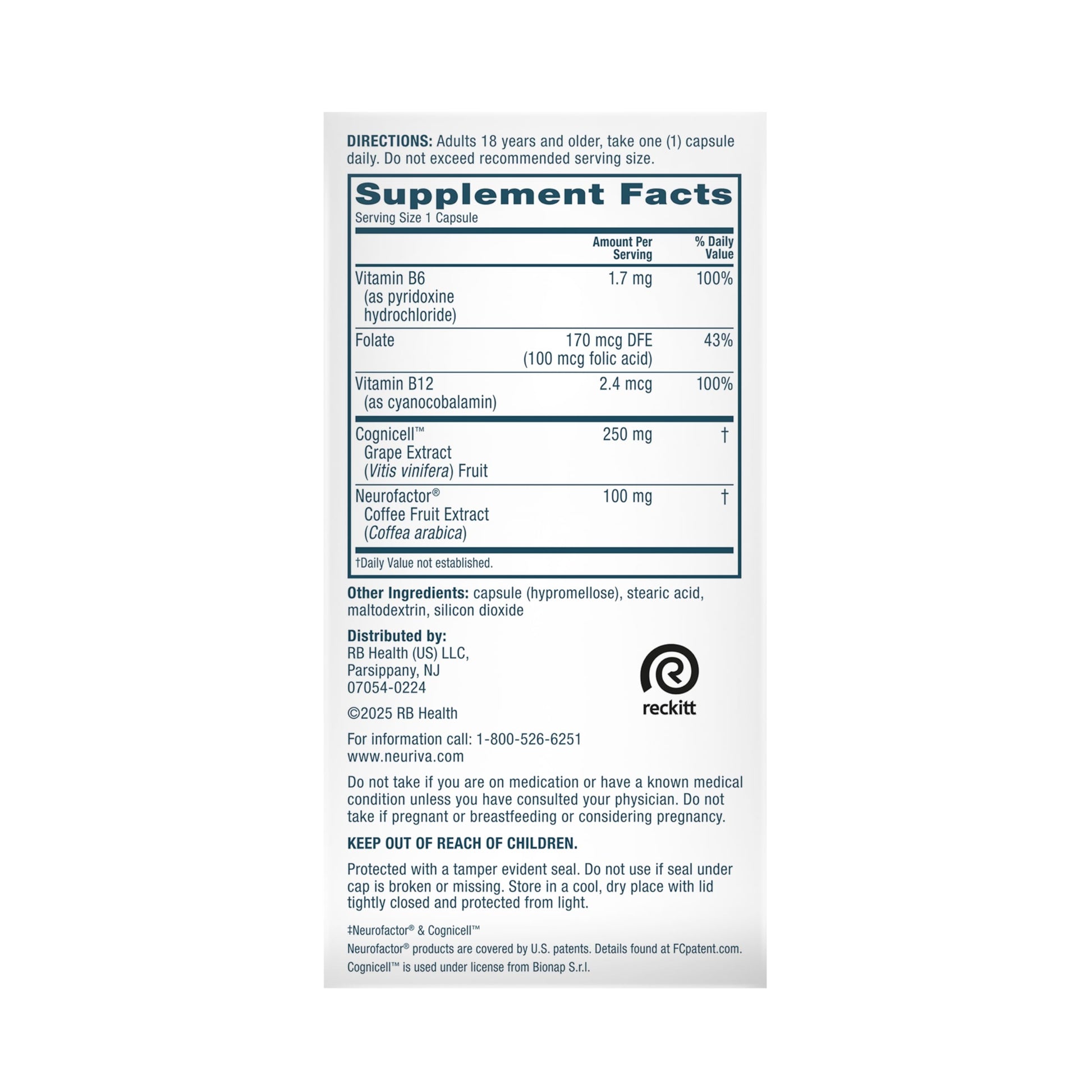 NEURIVA Memory 3D Brain Supplement - Decaffeinated Nootropic Capsules for Memory, Focus, & Cognitive Function - Short Term, Long Term, & Working Memory Support - 50ct NEURIVAAu supplements