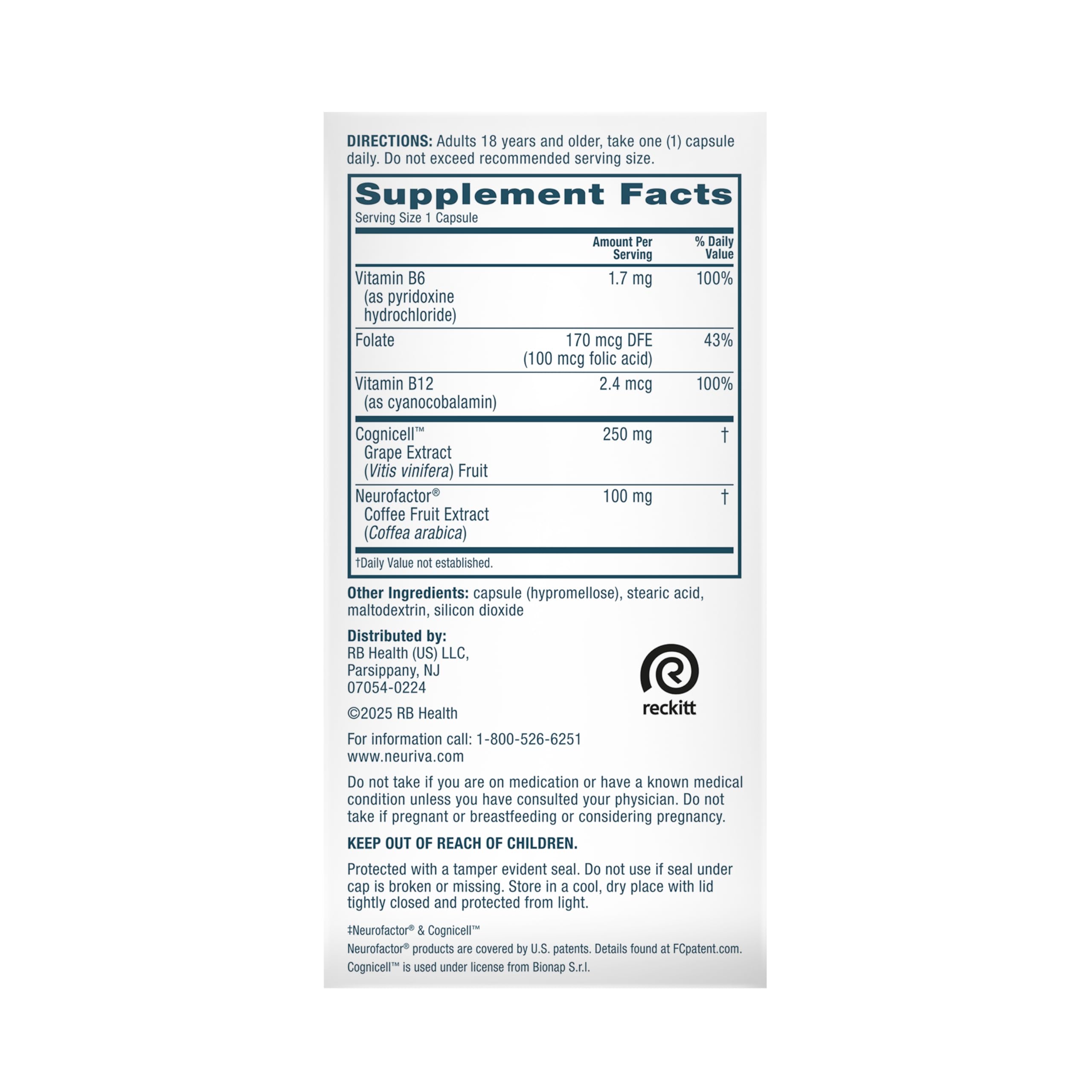 NEURIVA Memory 3D Brain Supplement - Decaffeinated Nootropic Capsules for Memory, Focus, & Cognitive Function - Short Term, Long Term, & Working Memory Support - 50ct NEURIVAAu supplements