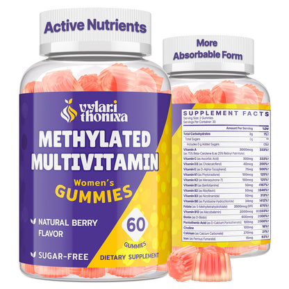 Vylarithonixa Methylated Multivitamin Gummies for Women – MTHFR Supplement Contains Methylfolate, Methylated B12, TMG & Vitamins A C E K – Energy, Immune & Skin Support VylarithonixaUS supplements
