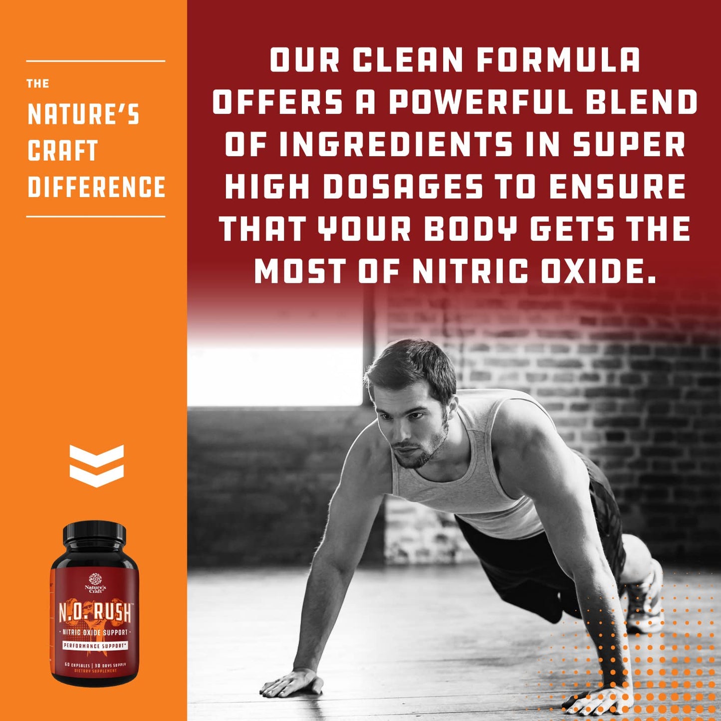Nitric Oxide Support Pills - Natural Workout Supplement & Exercise Enhancer - Boost Energy Natures CraftUS supplements