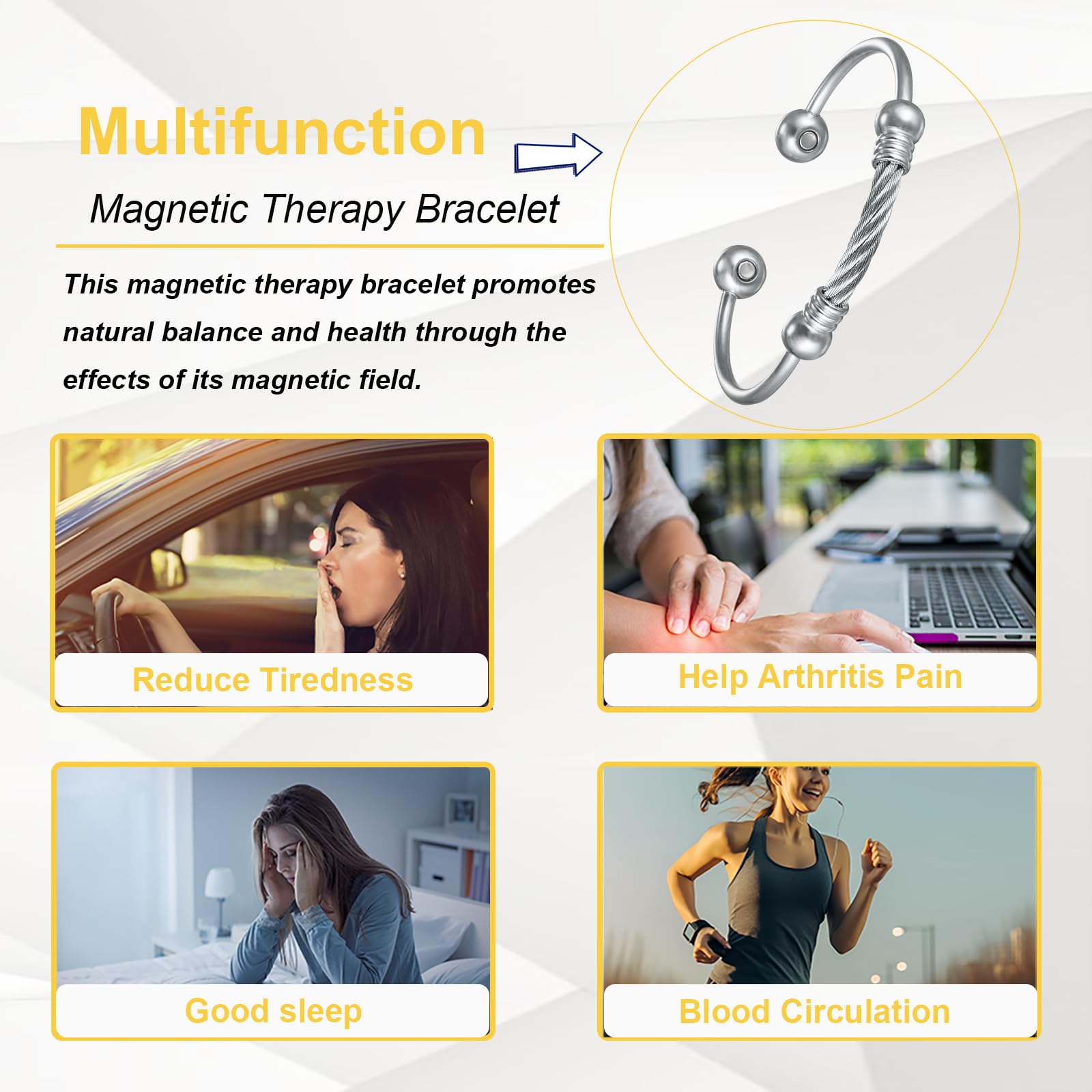 EnerMagiX Magnetic Bracelet for Women for Arthritis and Joint,Twisted Cable Stainless Steel Bangle EnerMagiXAu supplements