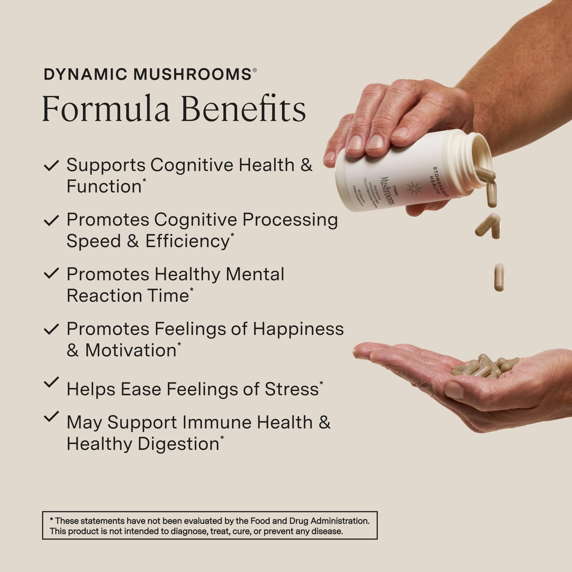 Stonehenge Health Dynamic Mushrooms 1,400 mg – 5 Mushroom Complex (Lion’s Mane, Reishi, Chaga, Maitake, Shiitake) – 100% Fruiting Bodies, Nootropic – Brain, Memory, Focus & Immune Support – 60 Caps Stonehenge HealthAu supplements