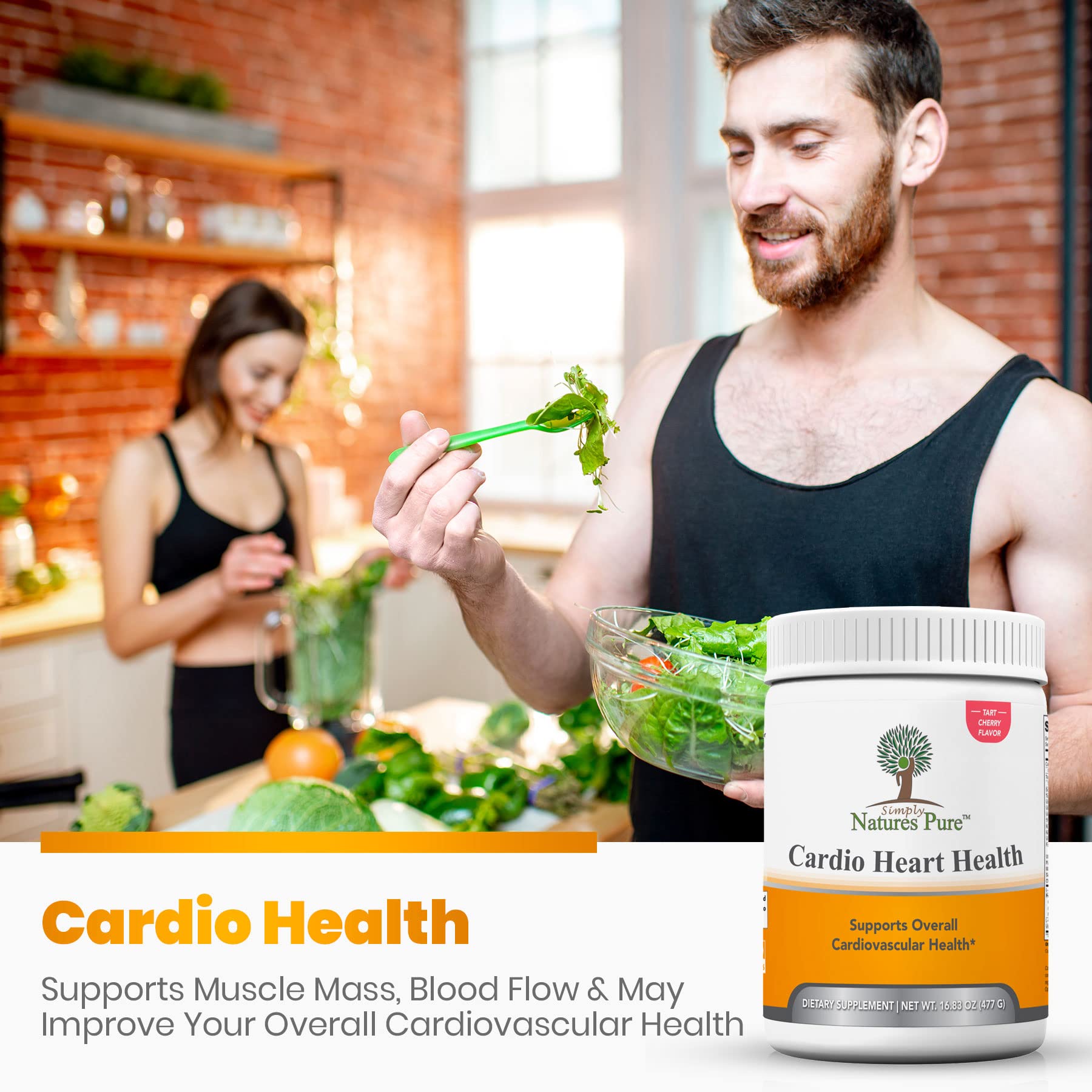 Simply Natures Pure - Cardio Heart Health Nitric Oxide Booster Support Supplement Powder with L-Arginine 5000 mg, L-Citrulline 1000 mg and Hawthorne Berry, 16.82 Ounces - Tart Cherry Flavor Simply Natures PureAu supplements