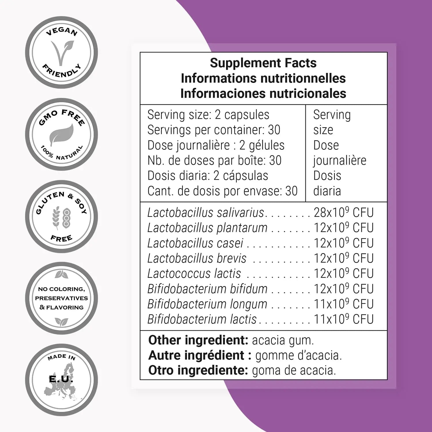 Supersmart - Lactoxira (High Potency) - 8-in-1 Probiotic Complex Supplement - Advanced Formula for Women & Men - with Lactobacillus Casei, Brevis | Non-GMO & Gluten Free - 60 DR Capsules SupersmartAu supplements