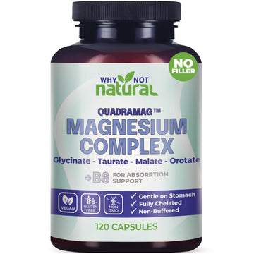 4-in-1 Magnesium Complex Supplement - Glycinate, Taurate, Malate, Orotate Blend - 300 mg per Serving, 120 Capsules Why Not NaturalAu supplements