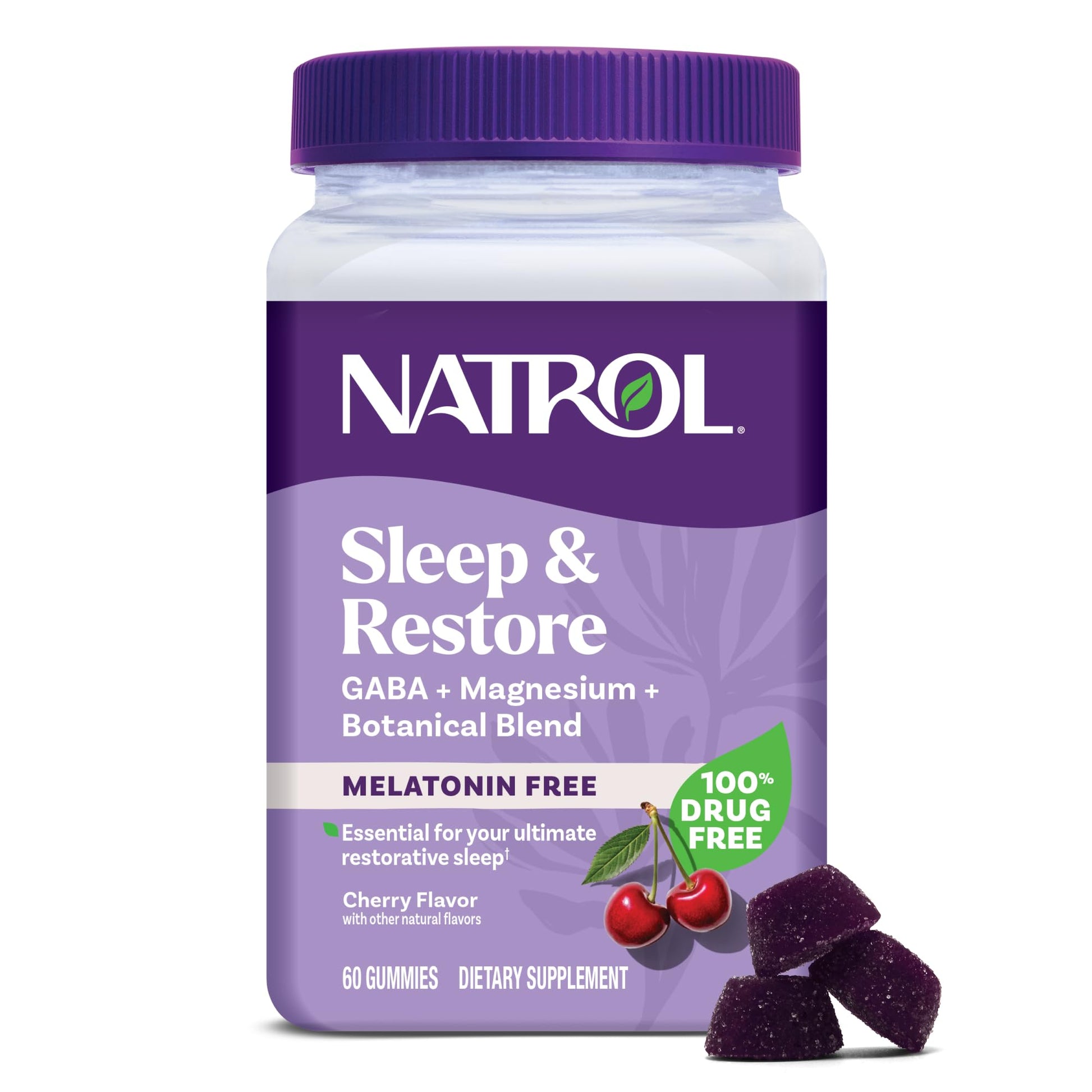 Natrol Sleep & Restore Magnesium Glycinate Blend Gummies, Magnesium for Sleep Aids for Adults, Melatonin-Free, Cherry Flavored, 30 Day Supply NatrolAu supplements