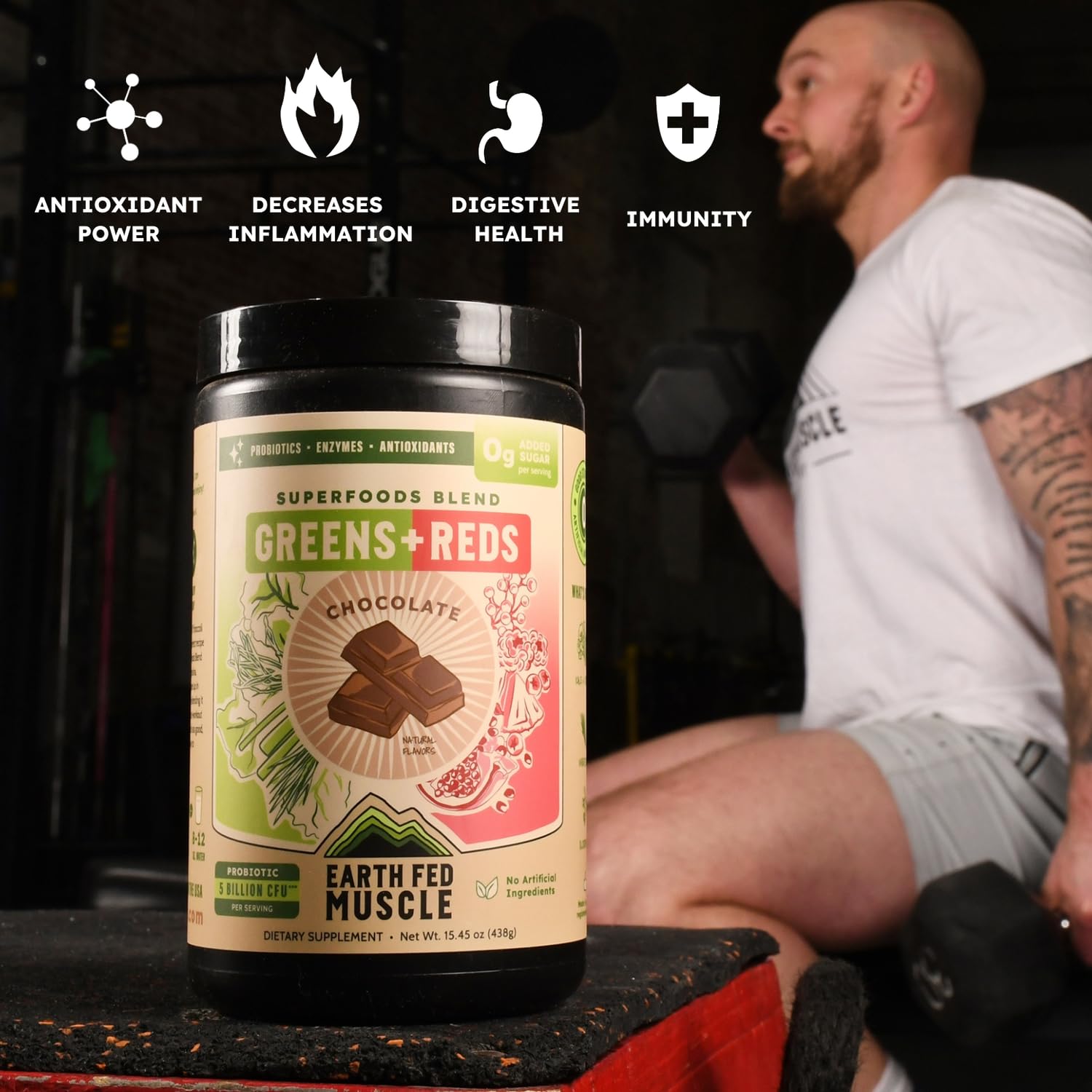 Earth Fed Muscle Chocolate Greens & Reds Superfood Blend Earth Fed MuscleAu supplements