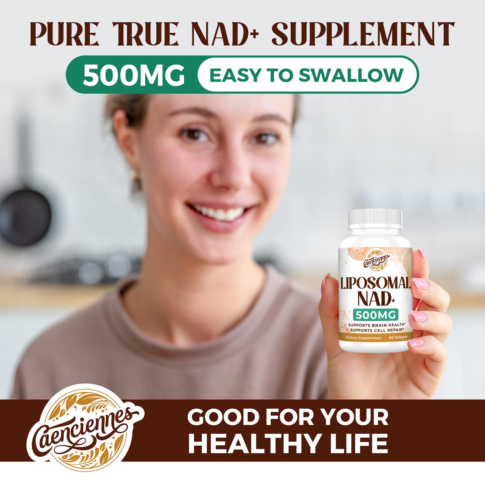 Liposomal NAD+ 500 MG Supplement, True NAD Plus Supplement, Superior Absorption, Boost NAD+ More Efficient Than Nicotinamide Riboside for Cellular Energy, Healthy Aging, 120 Serving CaenciennesAu supplements