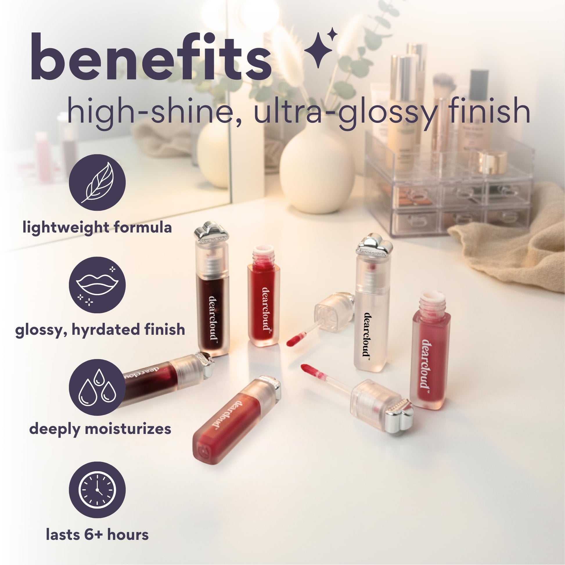dearcloud Jelly Wave Lush Lip Oil – Clear Lip Gloss and Lip Gloss for Women - Korean skincare essential – Lip Oil for Women with Collagen - Diamond (0.13 oz) dearcloudAu supplements