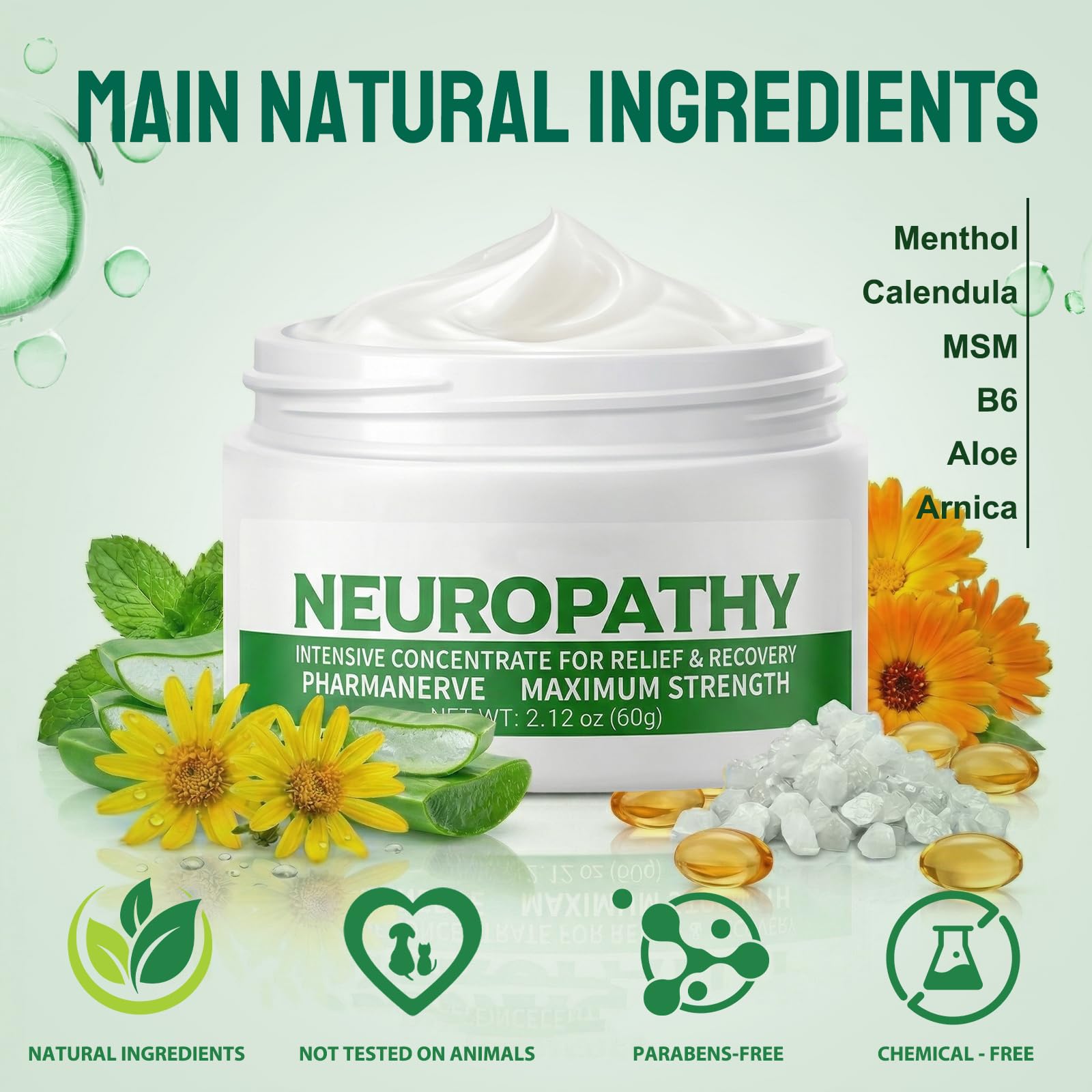 Neuropathy Pain Relief for Feet & Legs, Plant-Based Neuropathy Cream with Arnica, MSM & Vitamin B6 Soothing Formula, Fast-Acting Nerve Pain Relief Cream, Fast-Absorbing,Non-Greasy Daily Support-2.12OZ QQBBMZZAu supplements