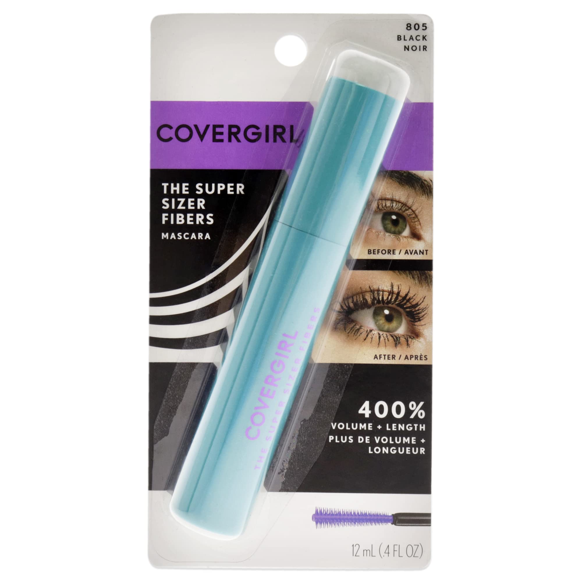 COVERGIRL Super Sizer Fibers Mascara, Black 805, 0.35 Ounce (Packaging May Vary) Volumizing Mascara with Brush COVERGIRLAu supplements