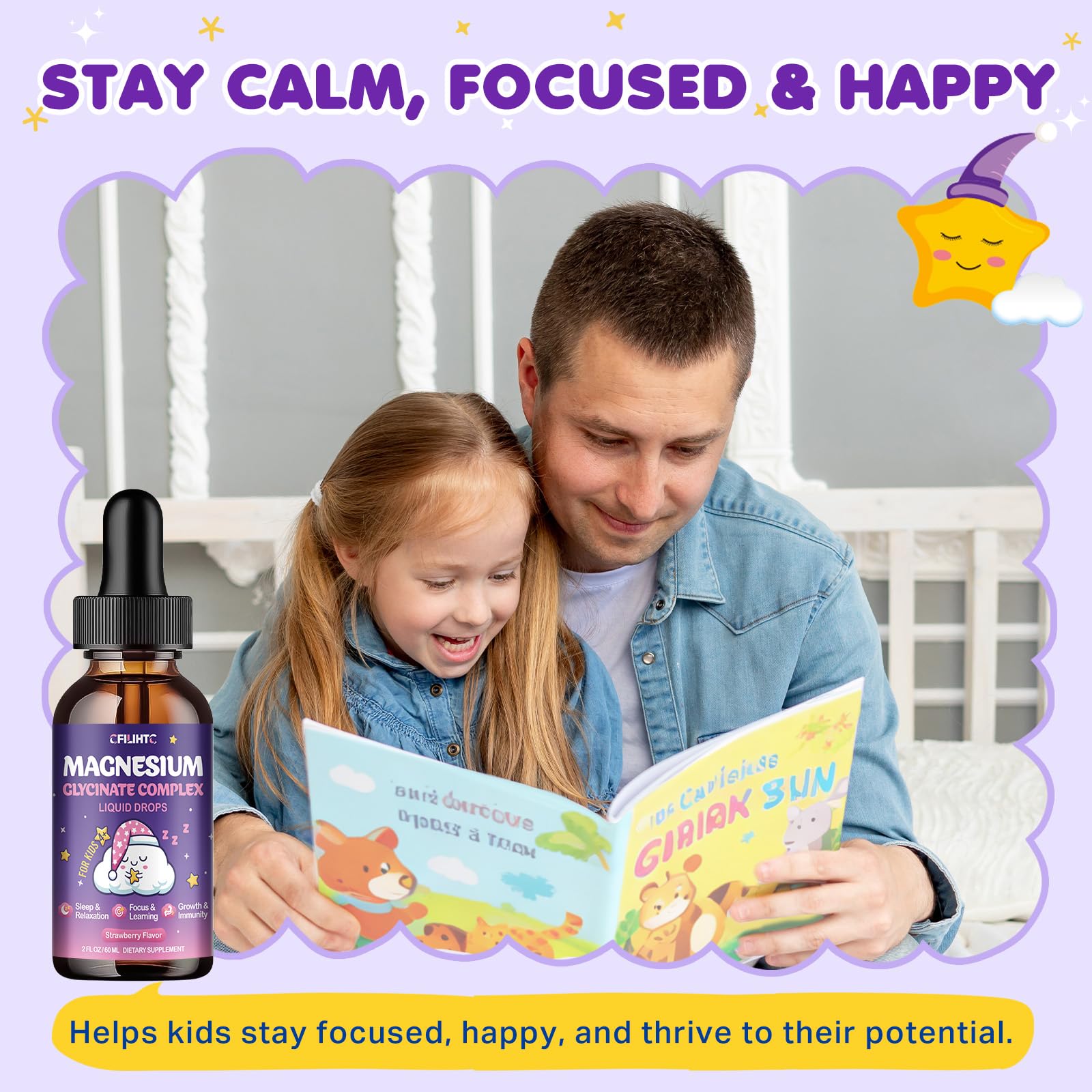 Magnesium Glycinate Liquid for Kids - Magnesium Bisglycinate Drops with L-Theanine, Chamomile & Vitamin B6, B12, C, D3 for Sleep, Relaxation, Immune Support, Calm & Focus - 2 Fl Oz, Strawberry Flavor CFILIHTCAu supplements