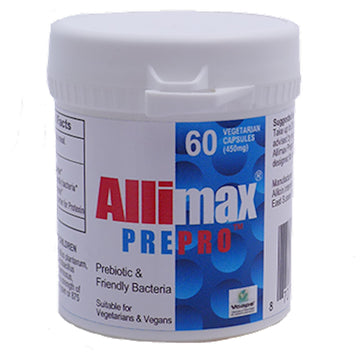 ALLIMAX Pre Pro - 60 Caps. Stabilized allicin Plus prebiotics, probiotics and Digestive enzymes. ALLIMAXAu supplements