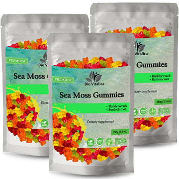 BIO VITALICA Sea Moss Gummies – with Bladderwrack & Burdock Root – Wildcrafted Gel + Powder – Vegan, Keto, Non-GMO, Gluten-Free – Fruity Mineral-Rich Gummies – 50 Count (3 Pack) BIO VITALICAAu supplements