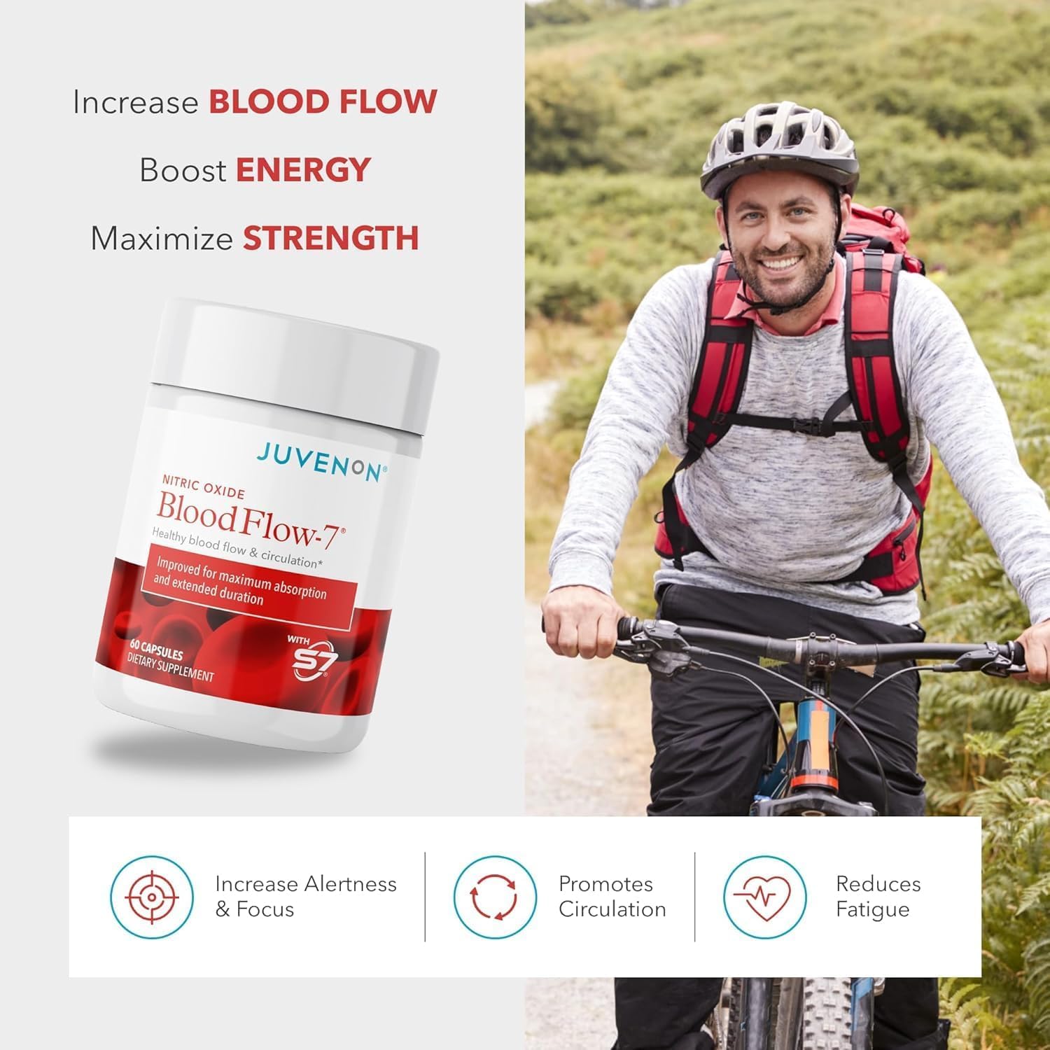 Juvenon Maximum Male BloodFlow-7 Nitric Oxide Supplement with Nitrosigine + Alpha Gold Male JuvenonAu supplements