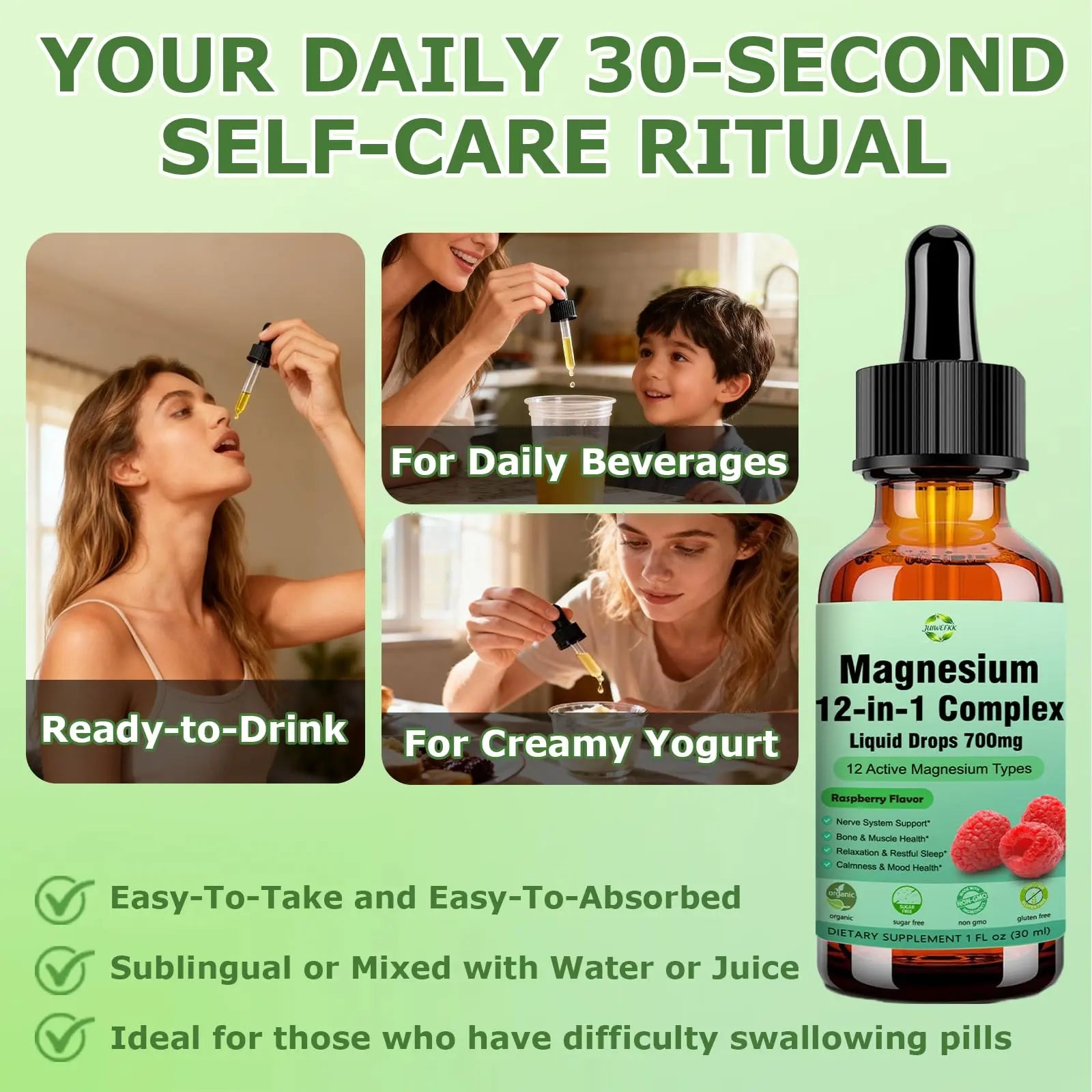 Magnesium 12 in 1 Complex Liquid Drops 700mg, High Absorption Magnesium Glycinate Citrate Malate Taurate & 8 Forms, Magnesium Complex Blend Supplement for Sleep Muscle Nerve Energy Heart Health JUIWEFKKnz supplements