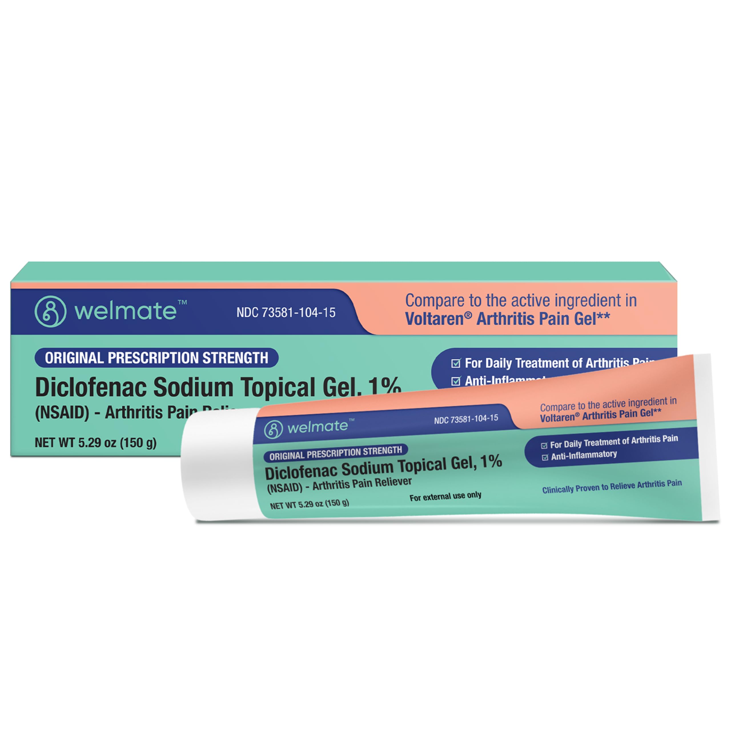 WELMATE - Diclofenac Sodium Topical Gel 1% (5.29 oz) - Arthritis Pain Reliever & Mobility Aid - Pain Relief Cream/Gel WELMATEAu supplements